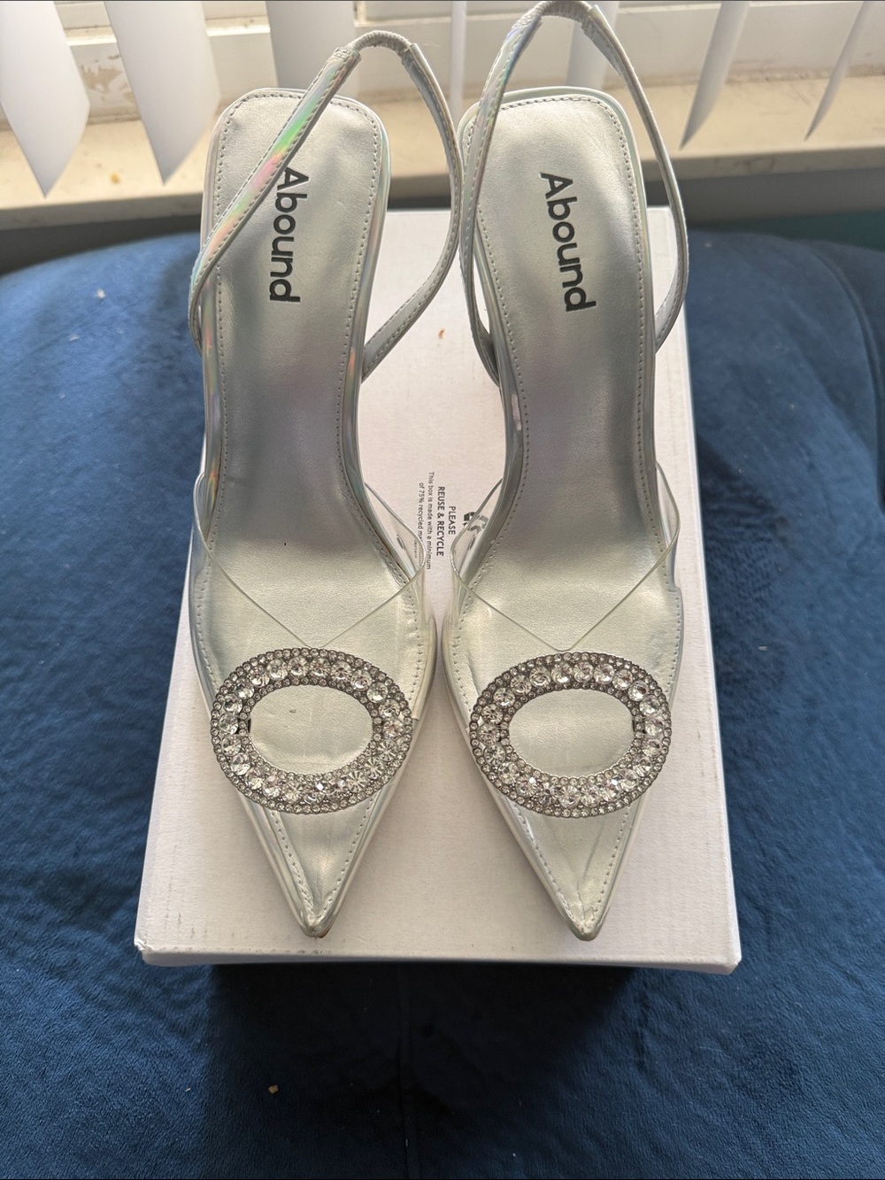 Abound Silver Crystal Circle Slingback Heels